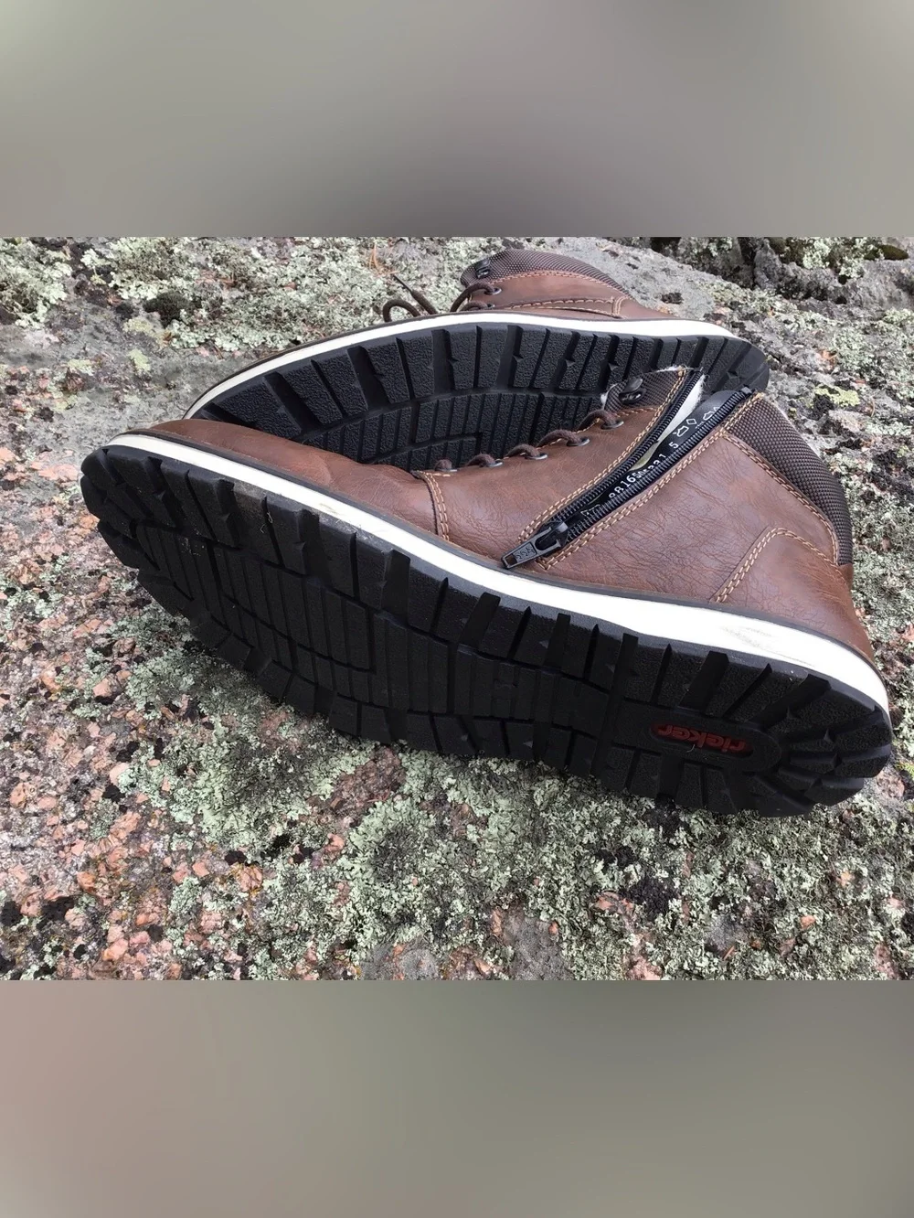 Rieker Sherpa Lined Winter Boots Brown Side Zip Lace Up Like New Size 45